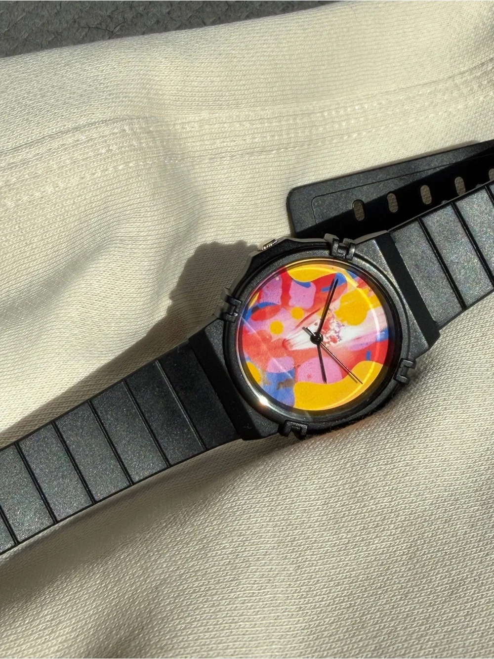 Balance and Composure Black Silicone Watch with Colorful Album Art Dial